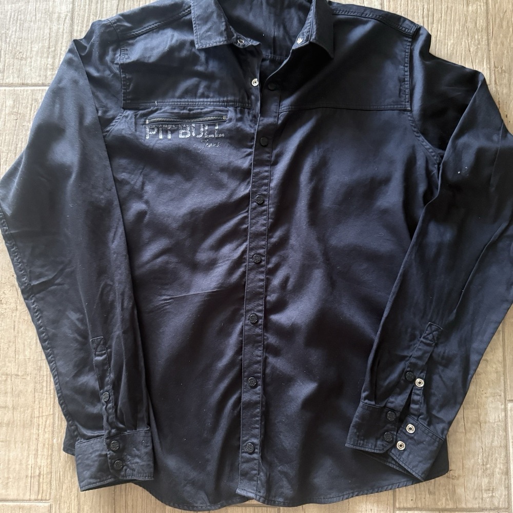 Pit Bull Jeans Shirt Mex Brazil Rock & Roll Cowboy Western Black Cotton Men Lge
